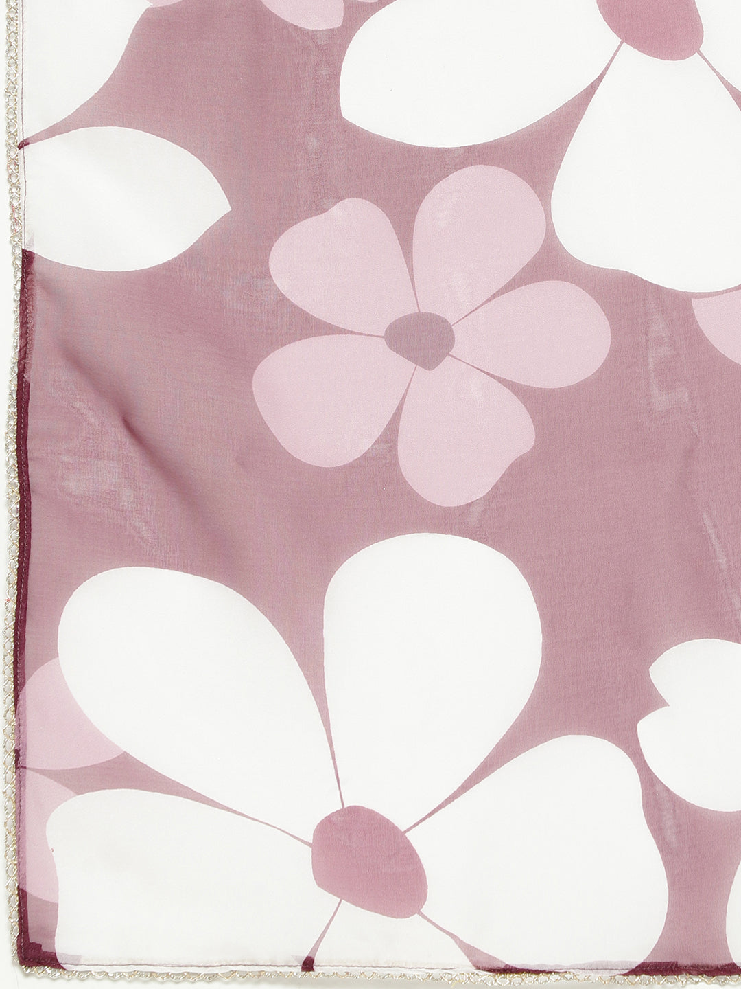 Wine Silk Kurta Set with Floral Organza Dupatta