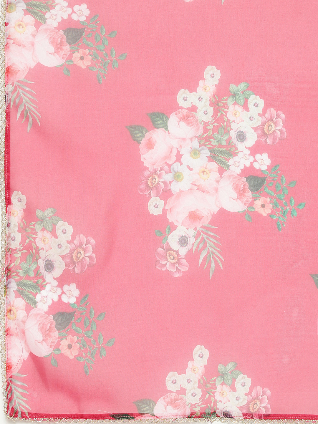 Pink Silk Kurta Set with Floral Organza Dupatta