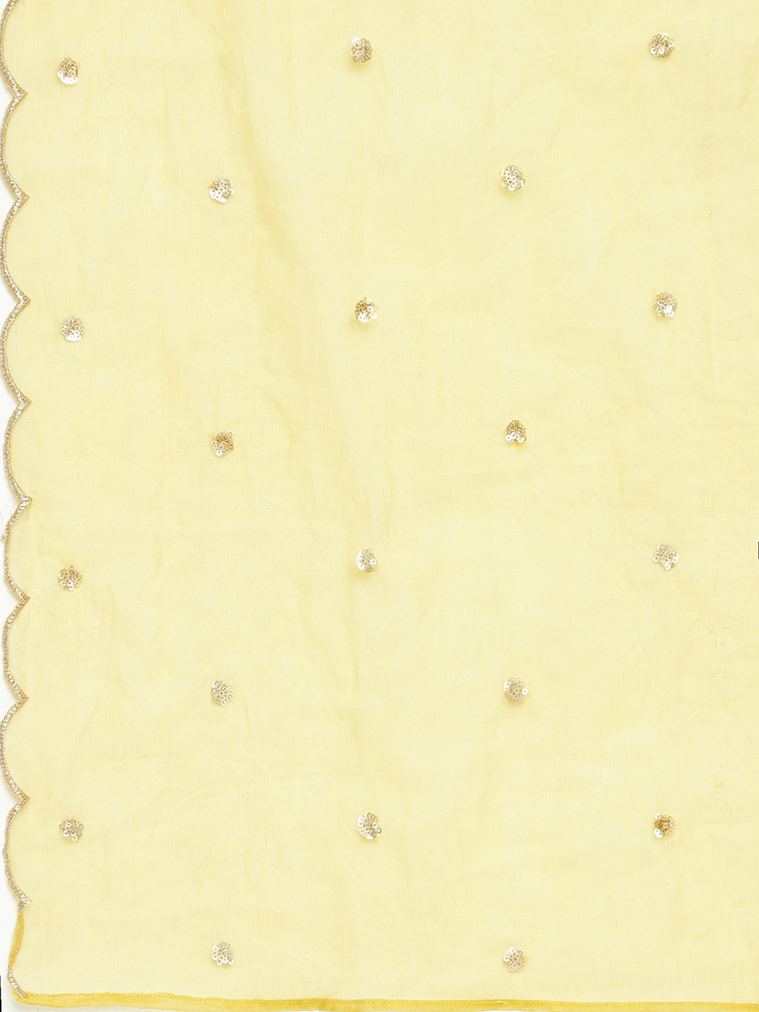 Mustard Gold Chanderi Kurta Pant Set with Embellished Dupatta