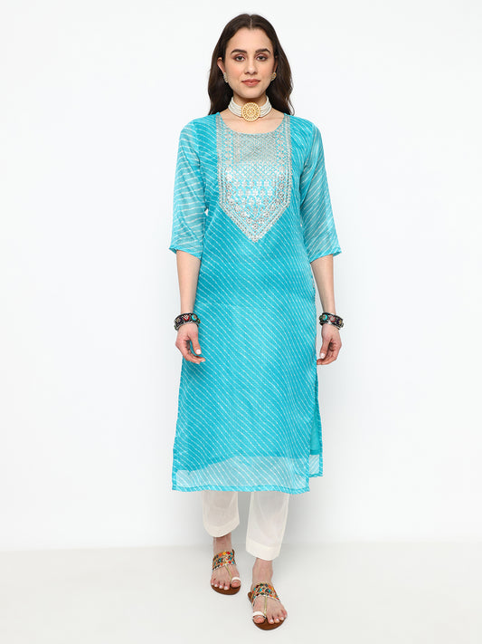 Embroidered Cotton Kurta Set