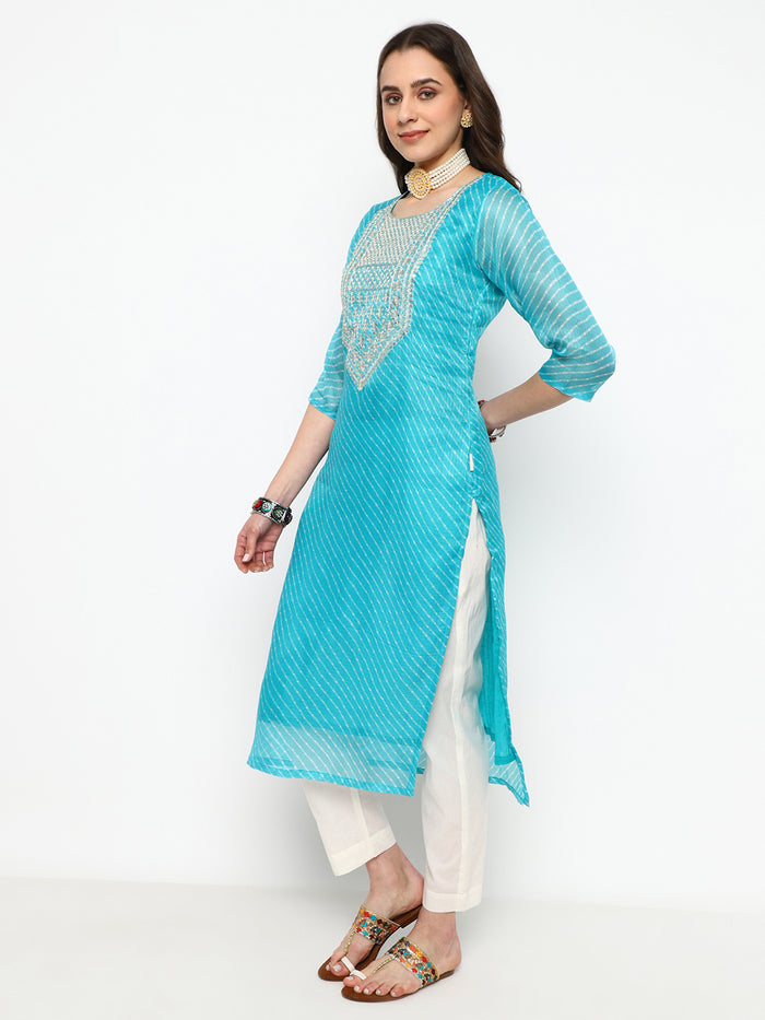 Embroidered Cotton Kurta Set