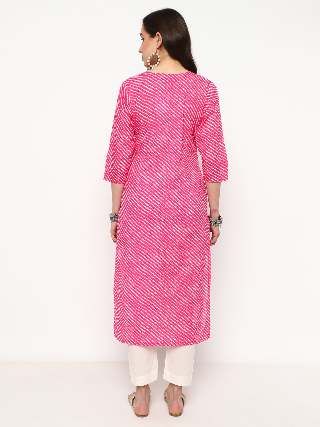 Pink Embroidered Cotton Kurta Set