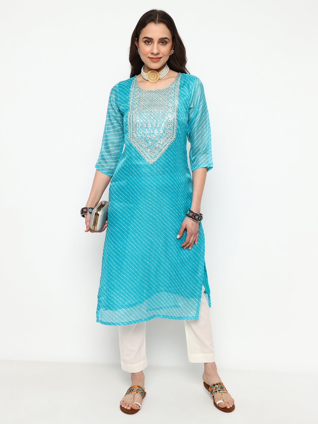 Embroidered Cotton Kurta Set