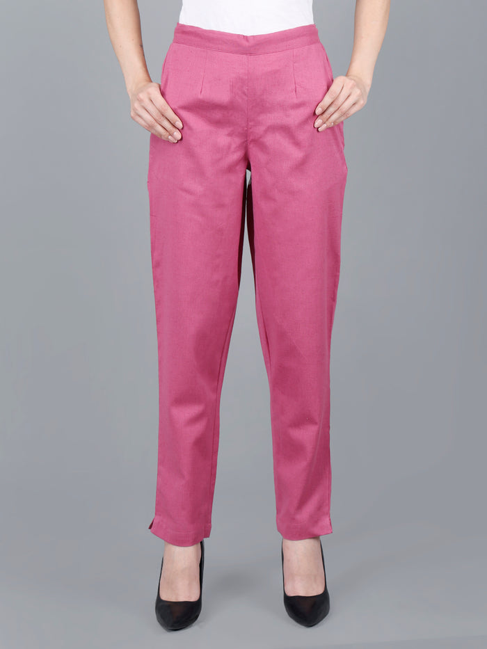 Rose Pink Straight Cotton Pants