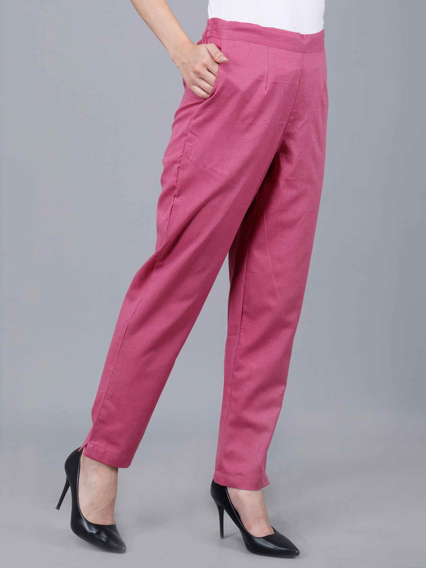 Rose Pink Straight Cotton Pants