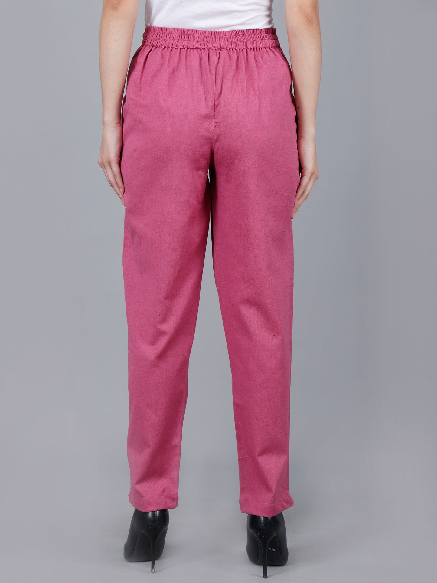Rose Pink Straight Cotton Pants