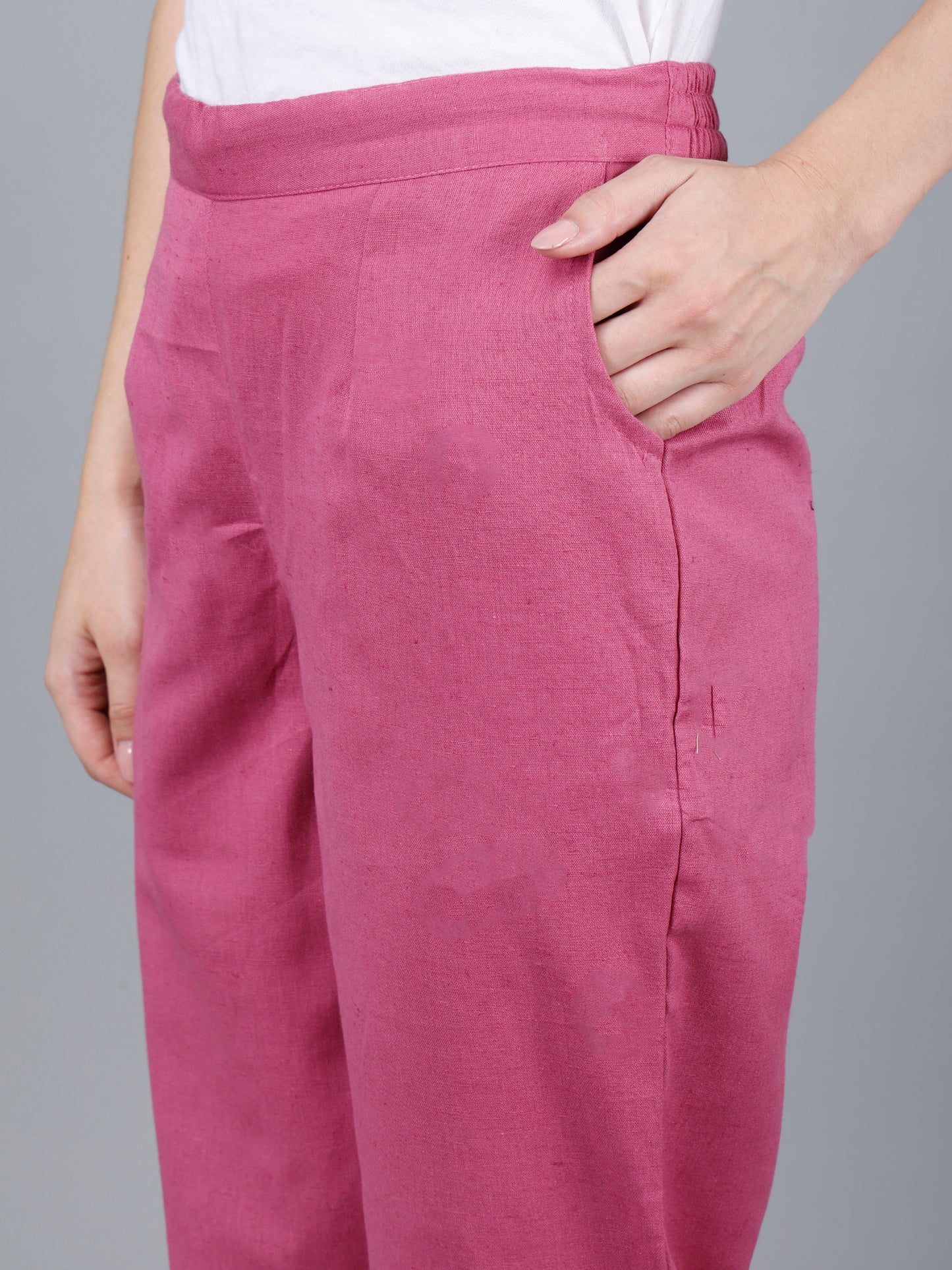 Rose Pink Straight Cotton Pants