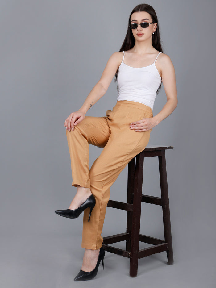 Camel Brown Cotton Pants
