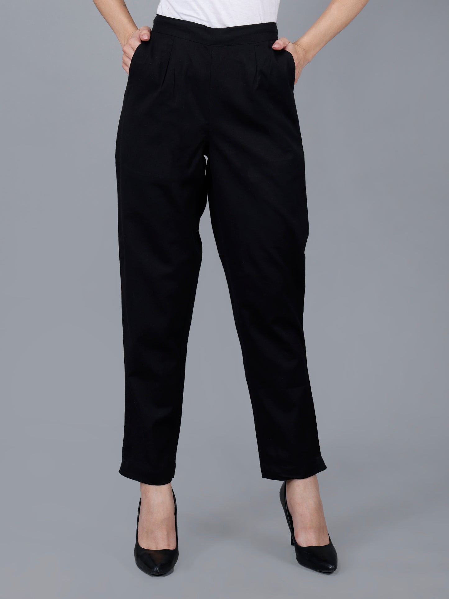 Jet Black Cotton Pants