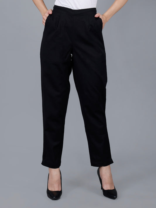 Jet Black Cotton Pants