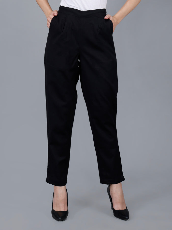 Jet Black Cotton Pants