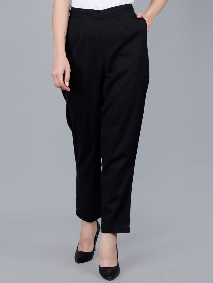 Jet Black Cotton Pants