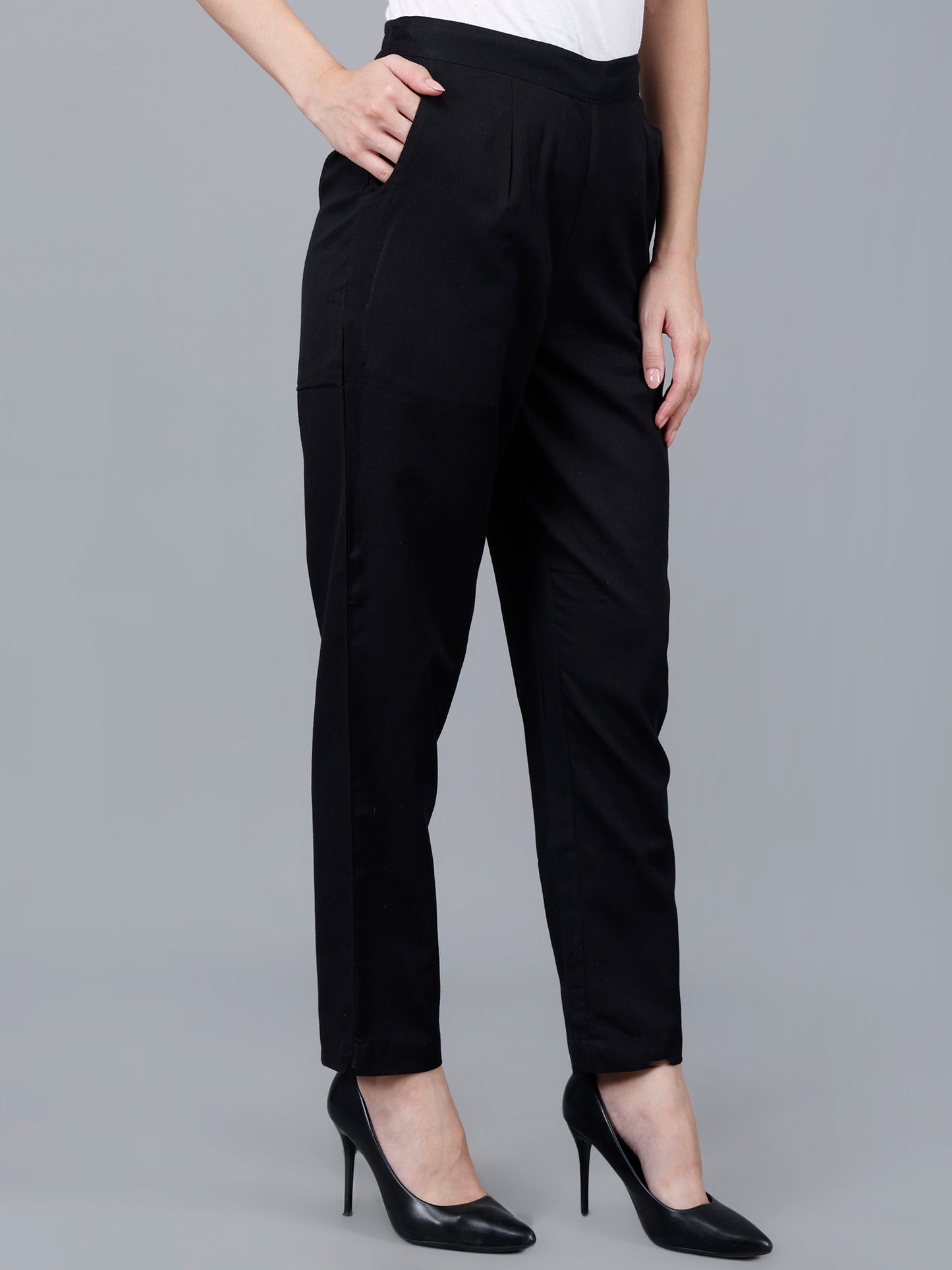 Jet Black Cotton Pants