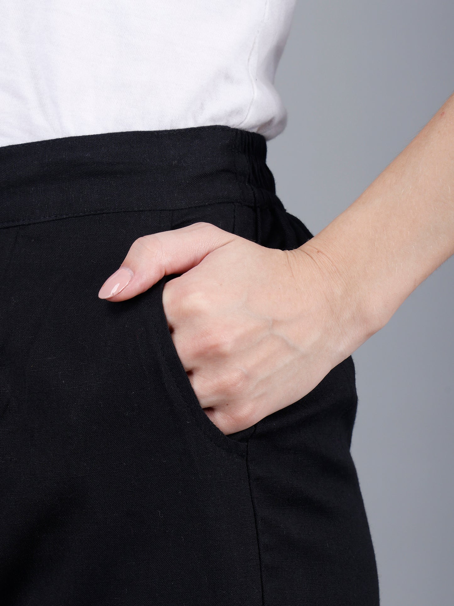 Jet Black Cotton Pants