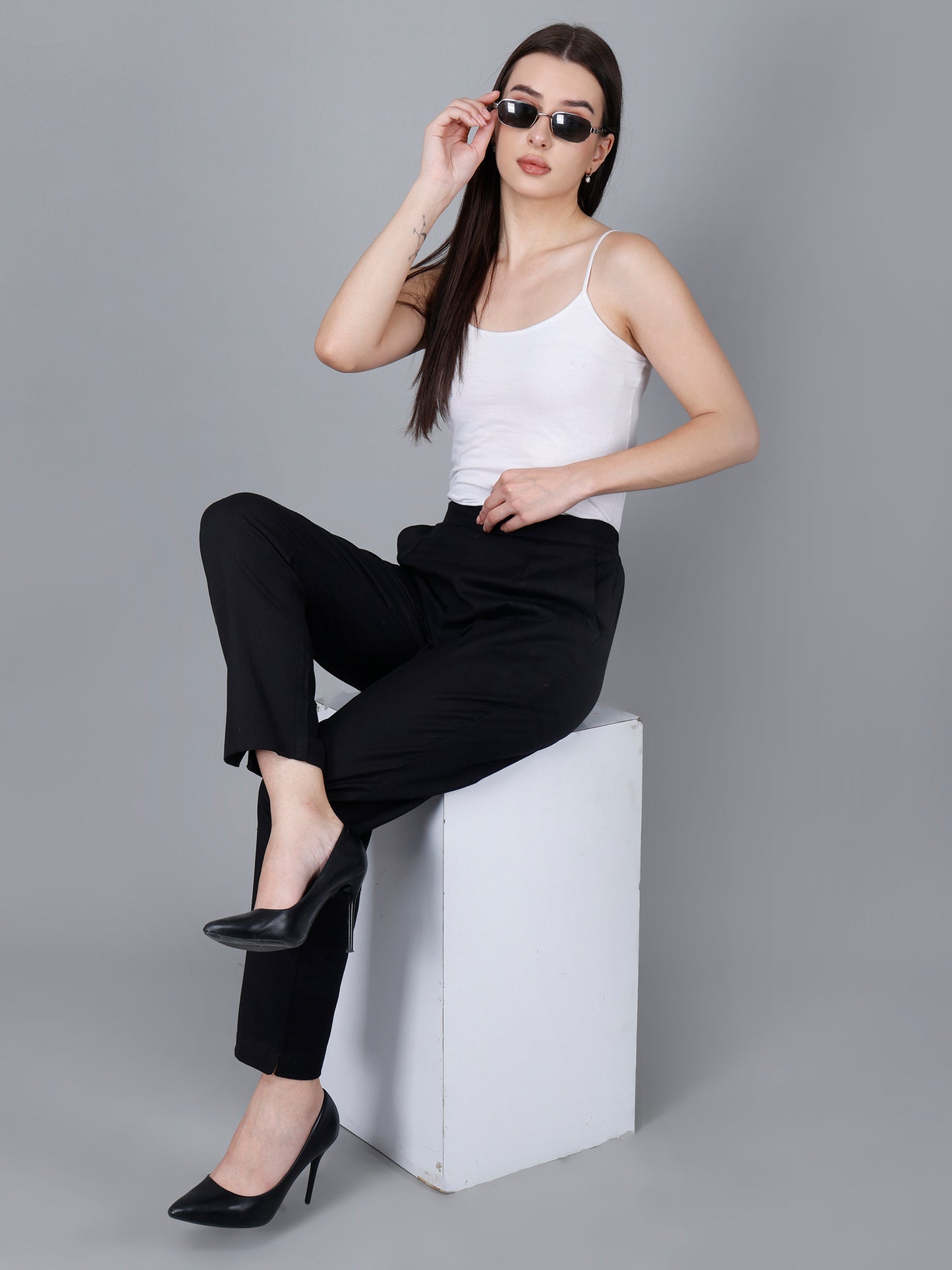 Jet Black Cotton Pants