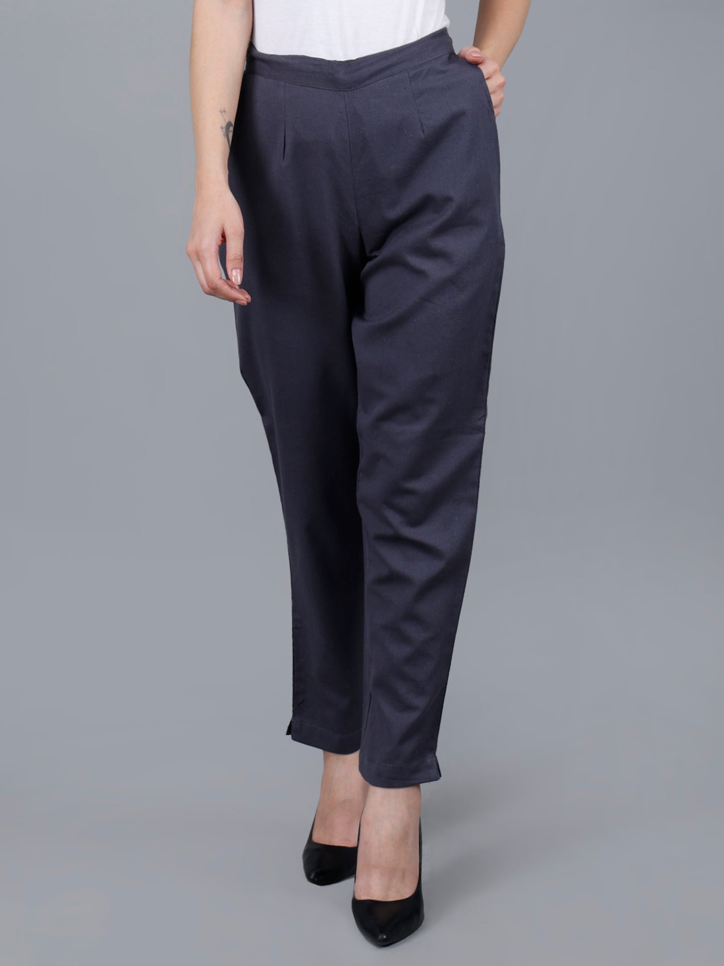 Smoke Grey Cotton Pants