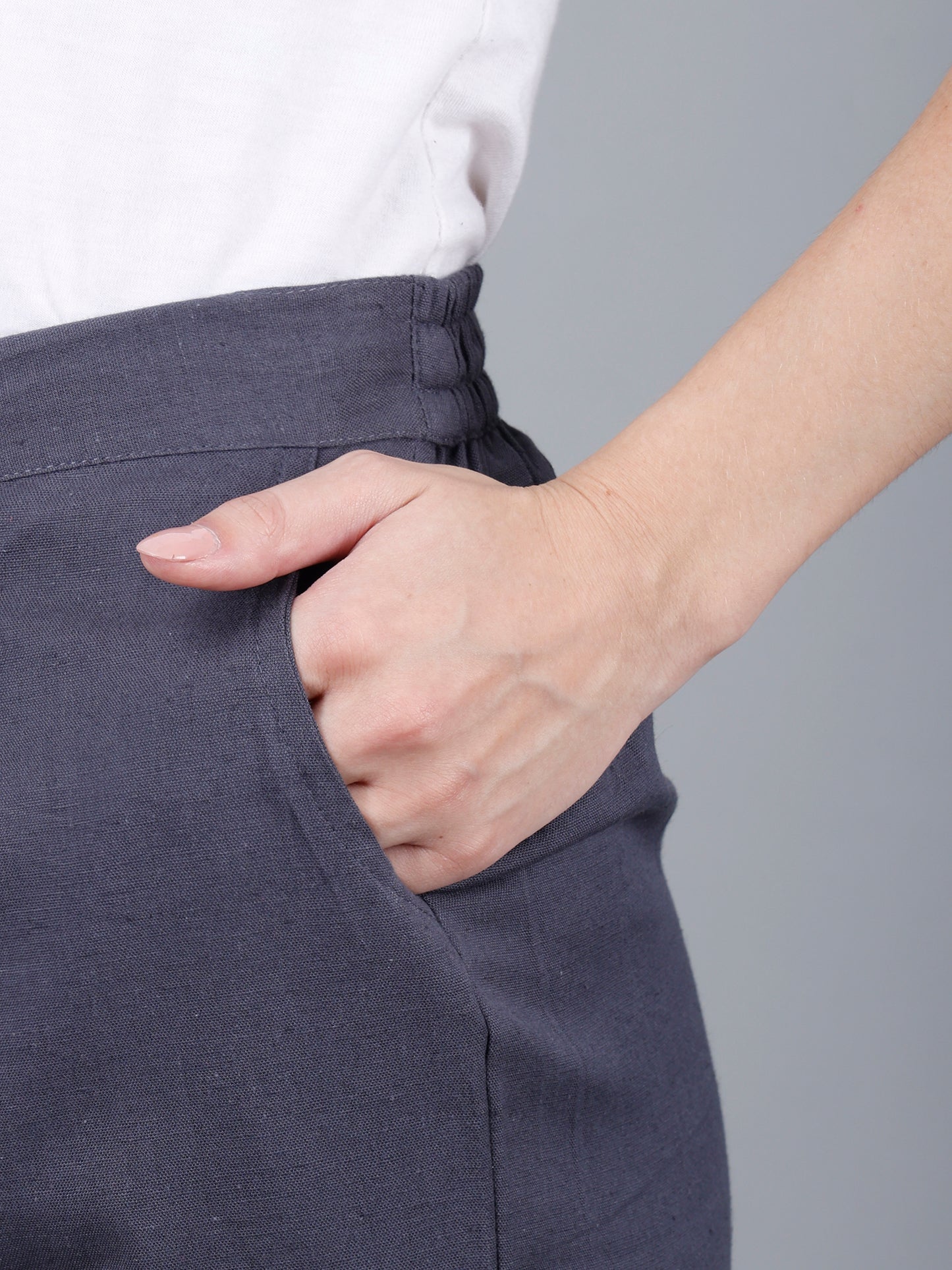 Smoke Grey Cotton Pants