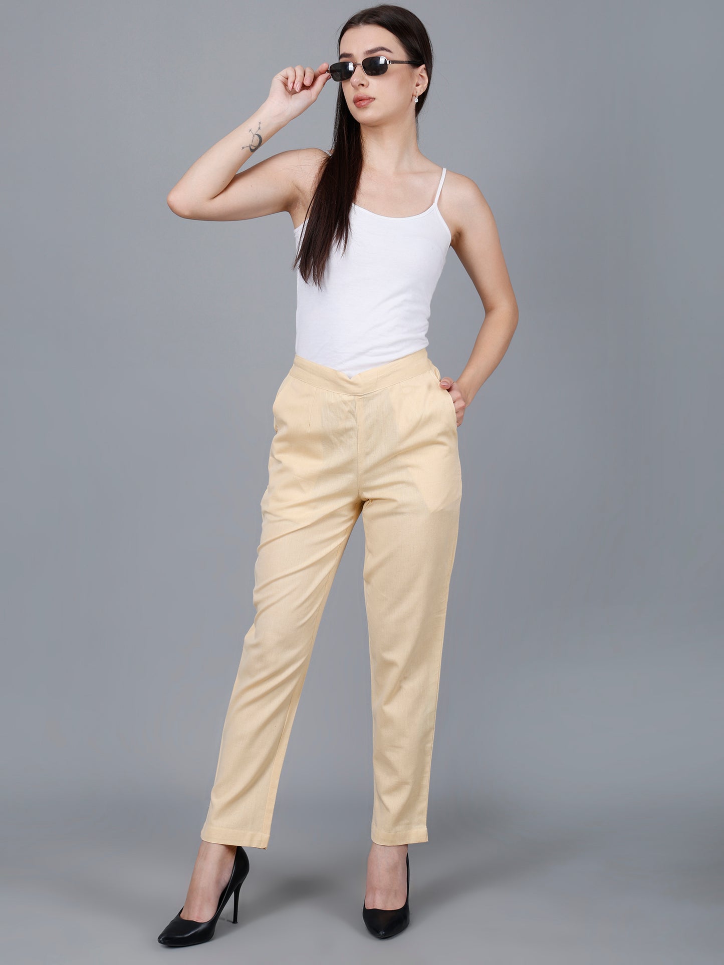 Beige Cotton Pants