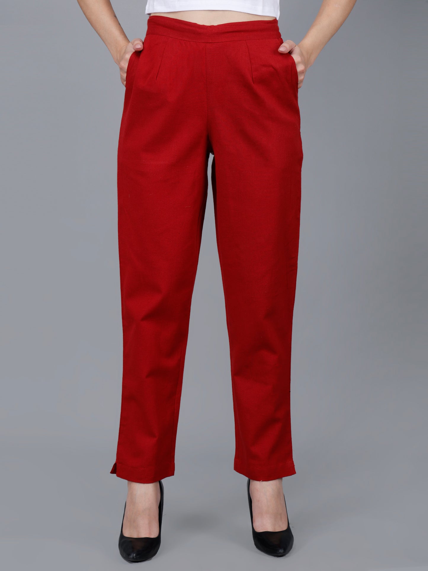 Crimson Red Cotton Pants