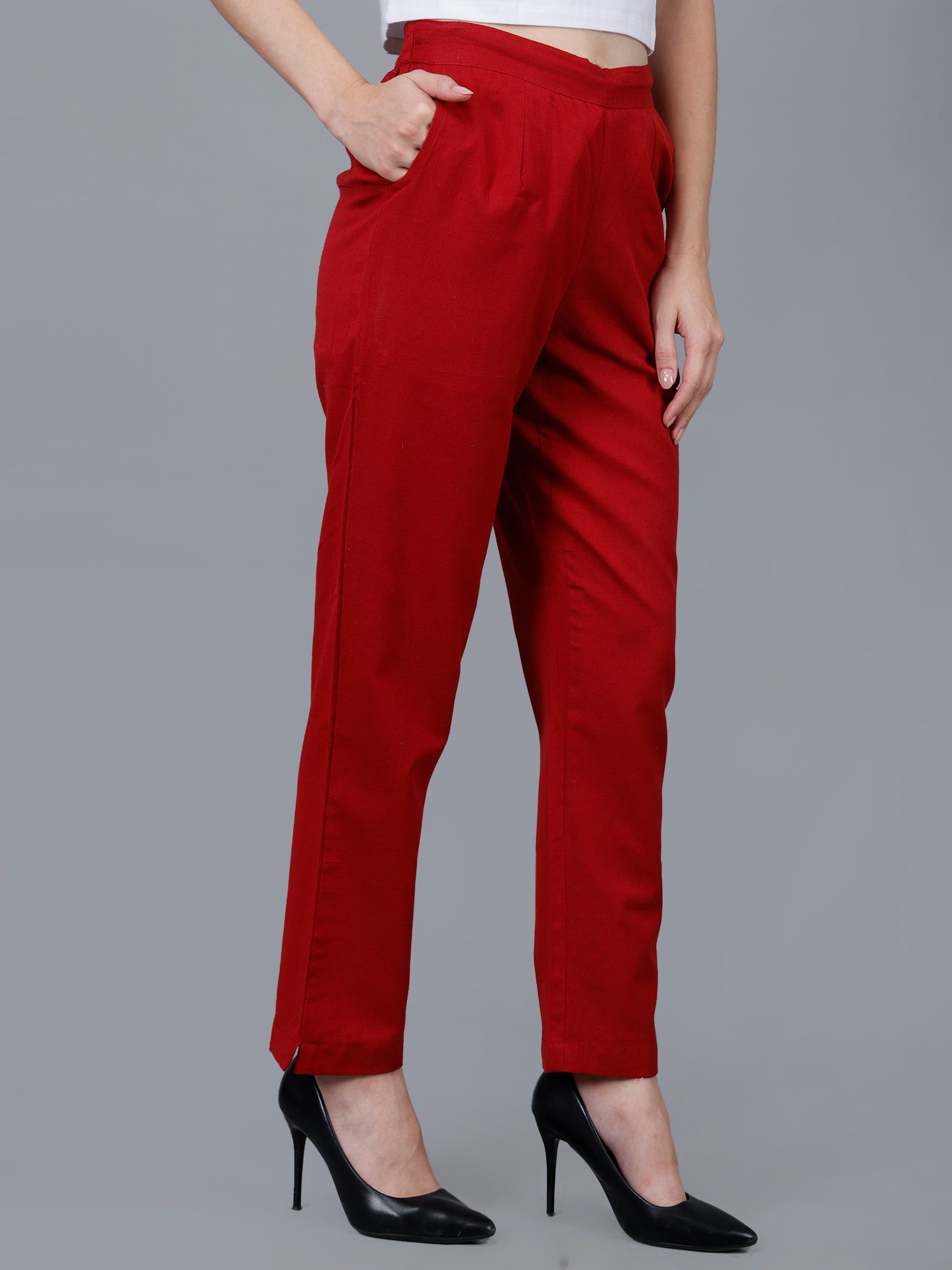 Crimson Red Cotton Pants