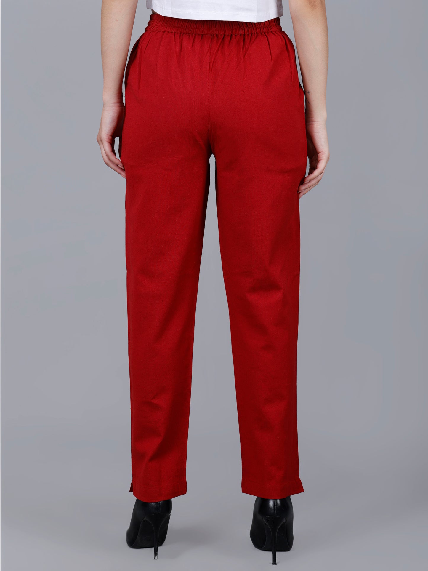 Crimson Red Cotton Pants
