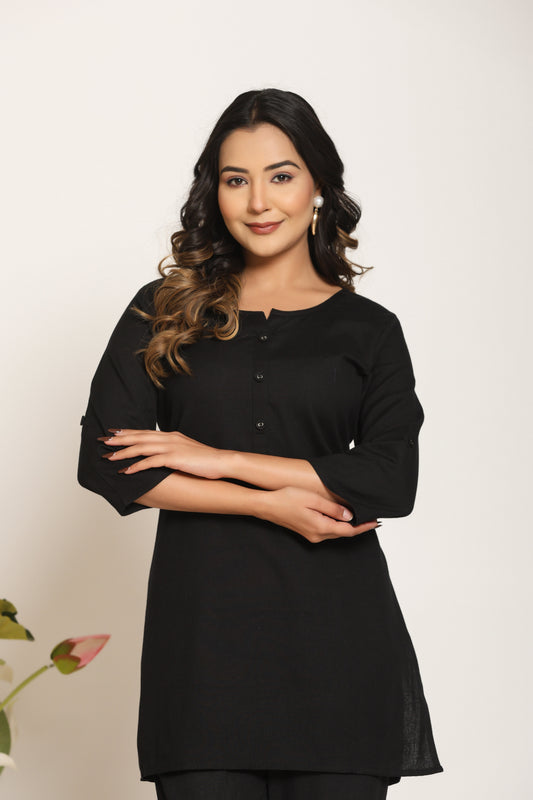 Classic Black Cotton Kurta