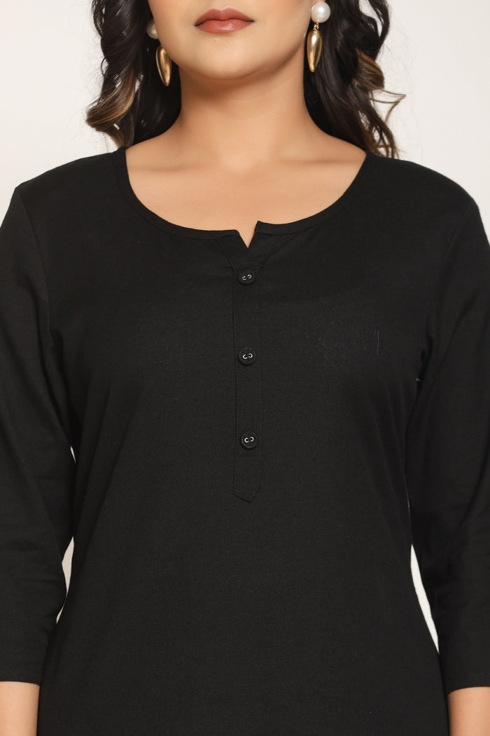 Classic Black Cotton Kurta