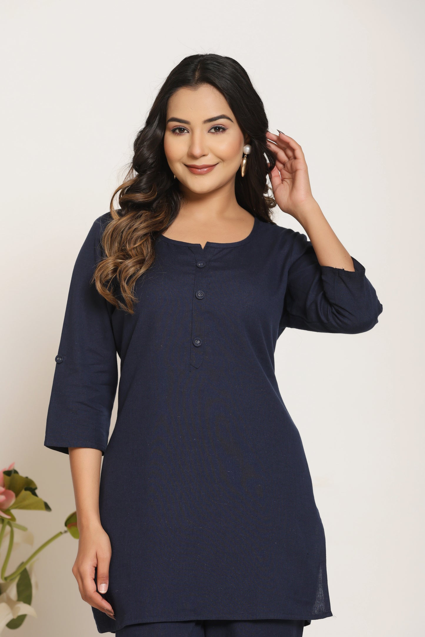 Navy Blue Cotton Kurta