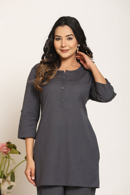 Charcoal Grey Cotton Kurta