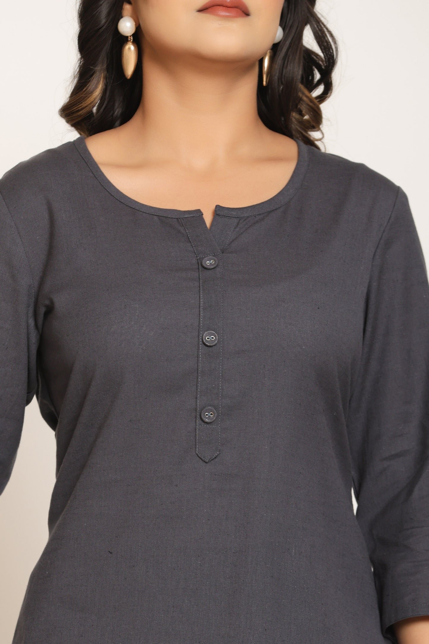 Charcoal Grey Cotton Kurta