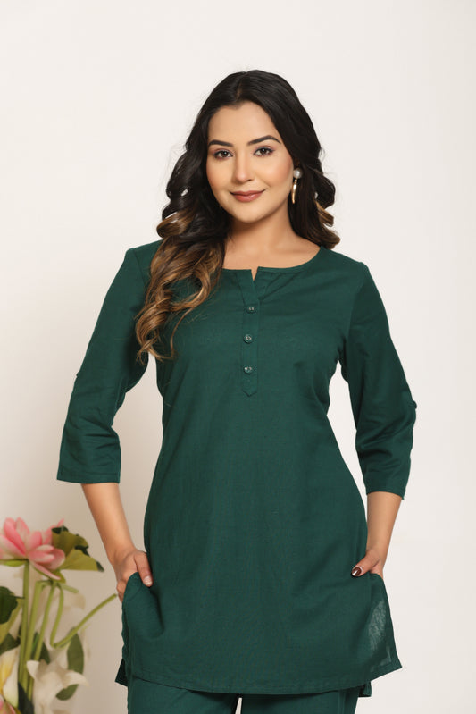 Forest Green Cotton Kurta