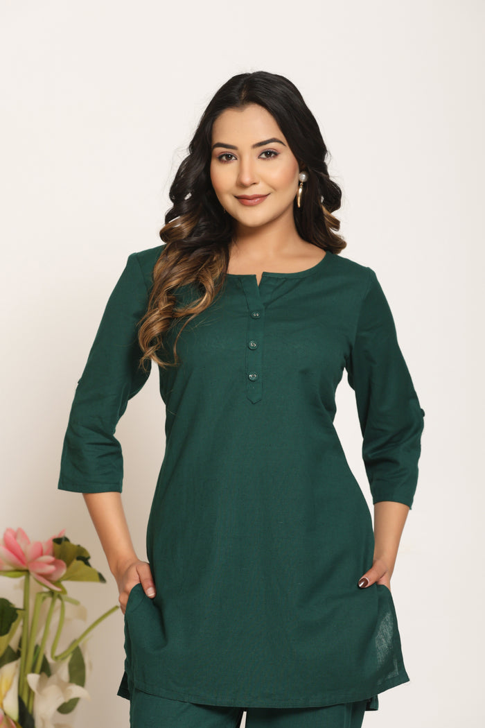 Forest Green Cotton Kurta