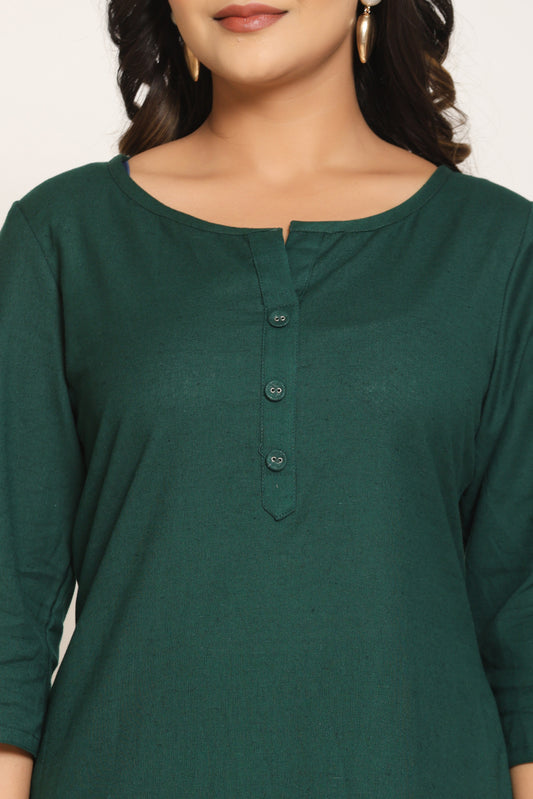 Forest Green Cotton Kurta