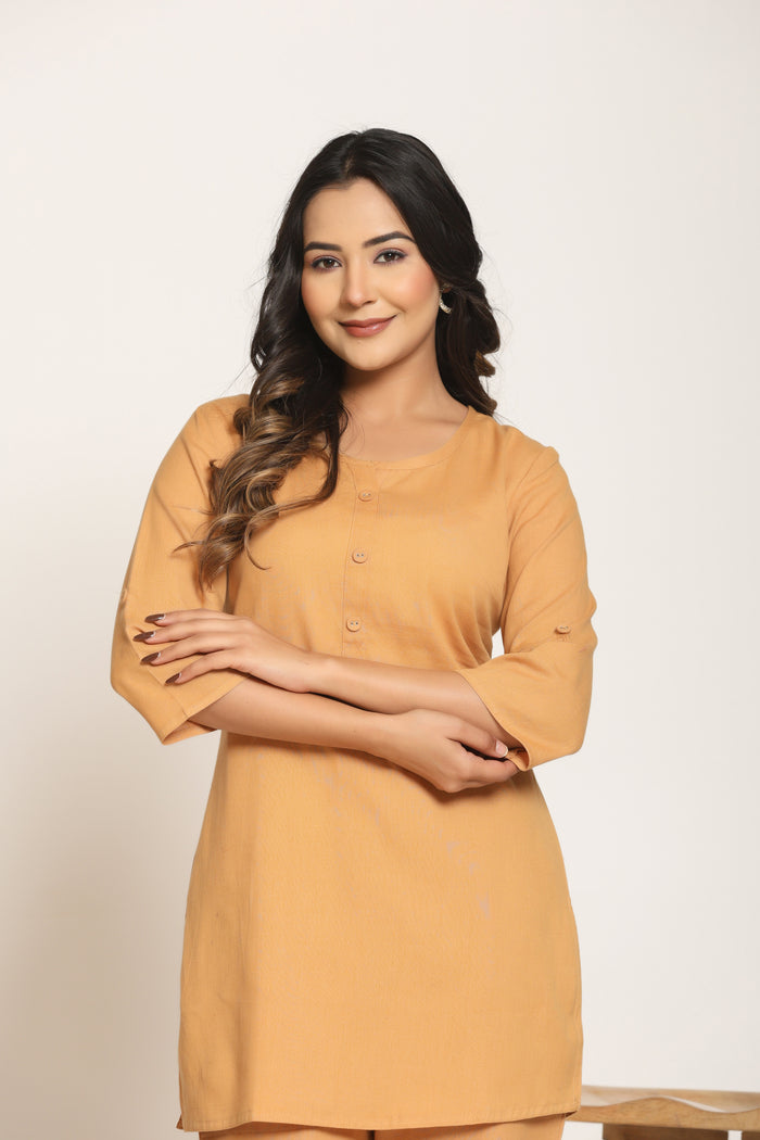 Mustard Cotton Kurta