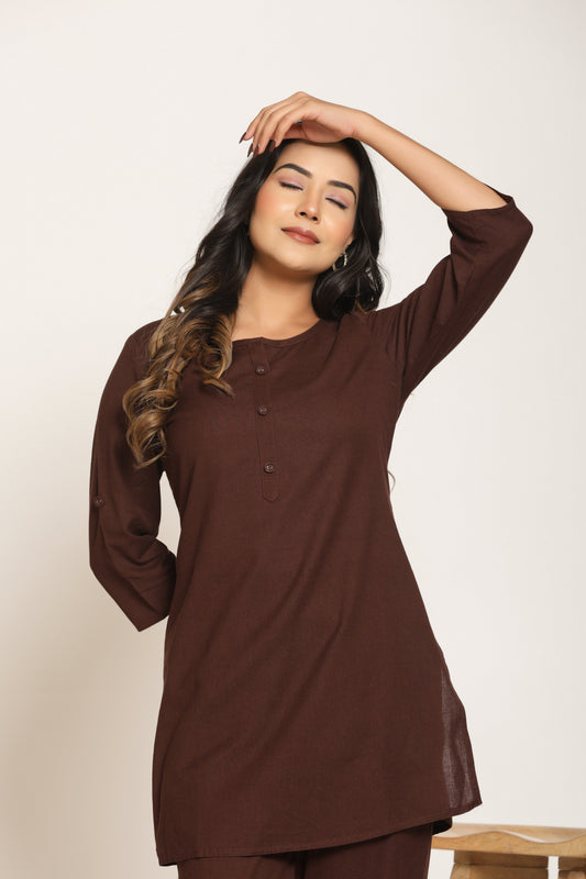 Cocoa Brown Cotton Kurta