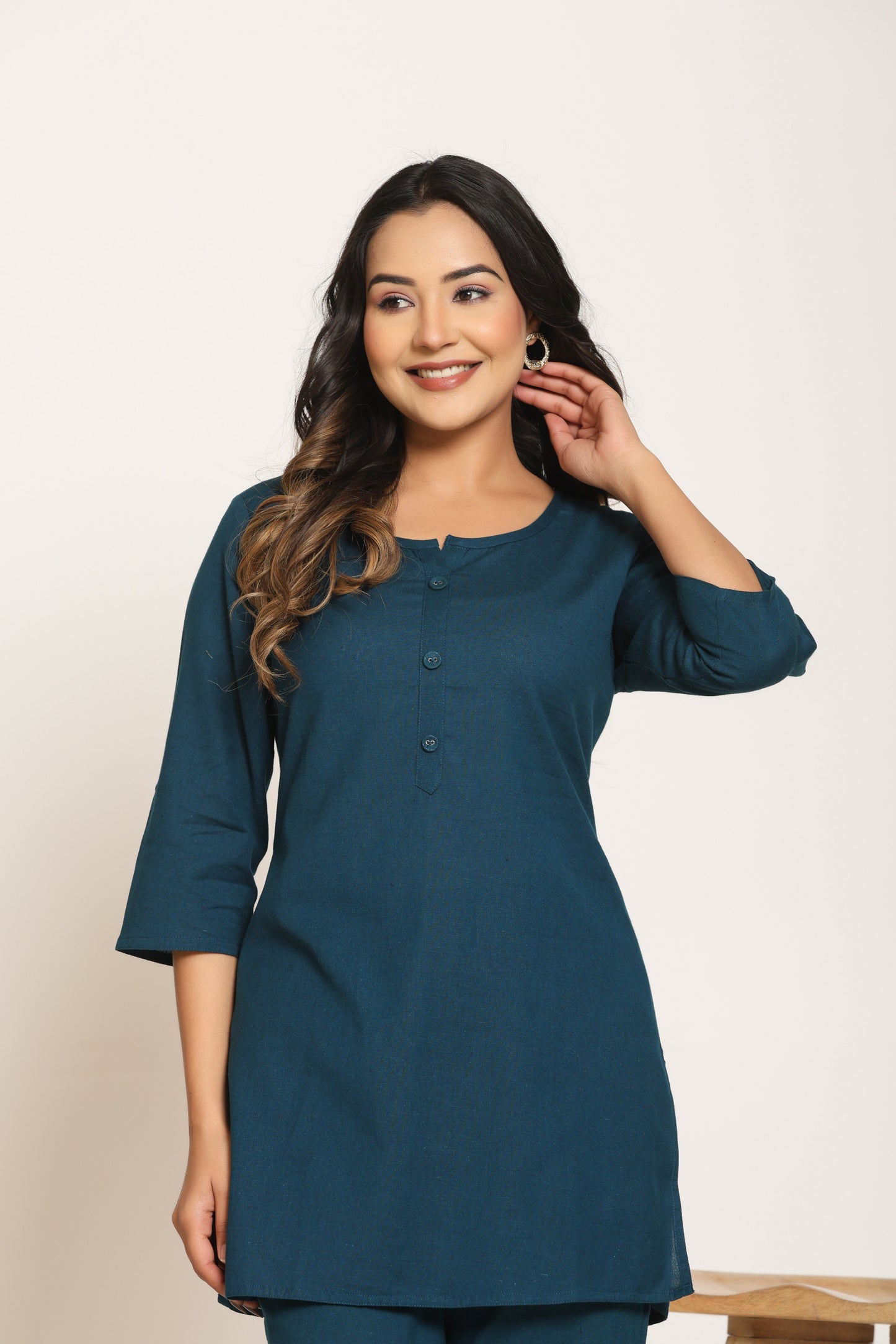 Teal Cotton Kurta