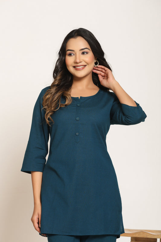 Teal Cotton Kurta