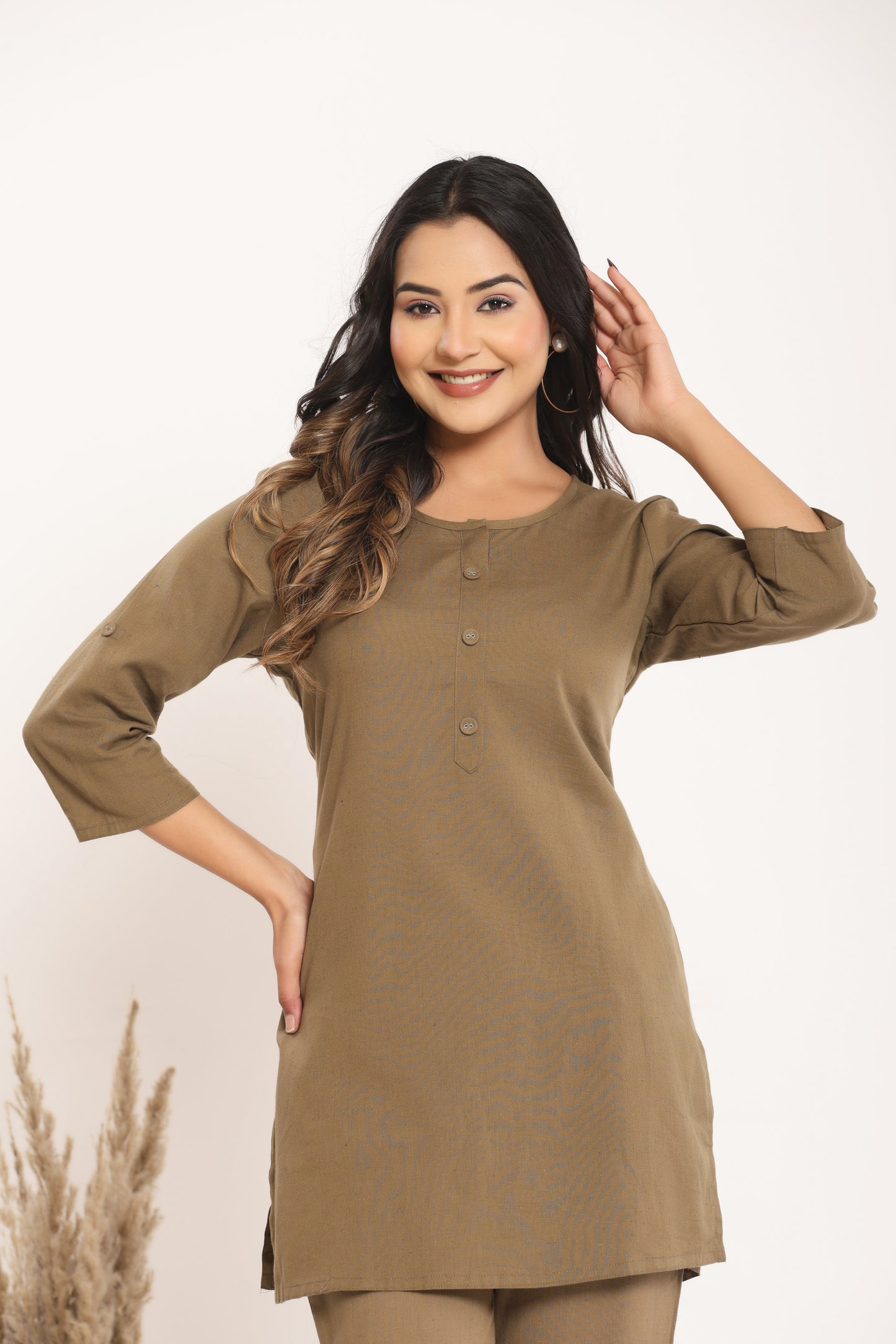 Brown Cotton Kurta