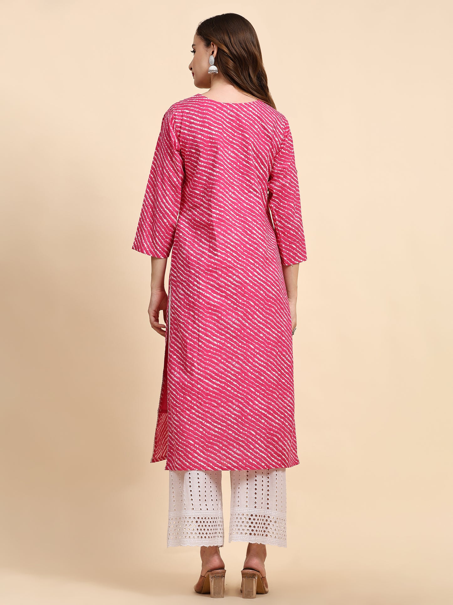 Pink Printed Cotton Kurta