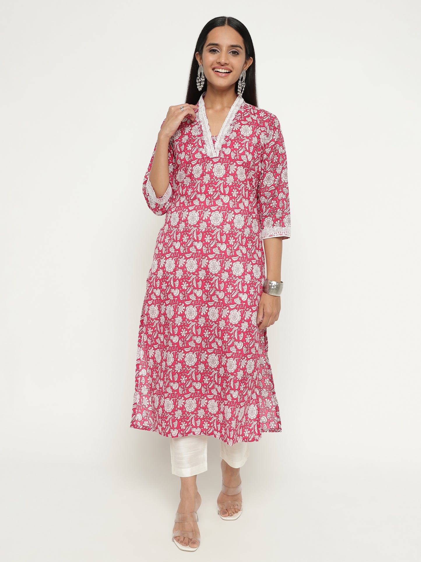 Floral Printed Cotton Kurta Set
