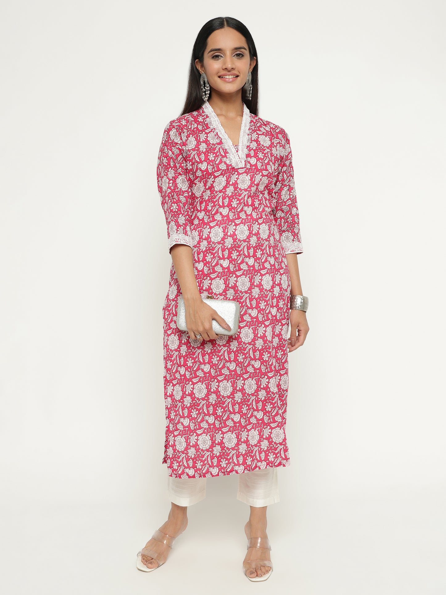 Floral Printed Cotton Kurta Set
