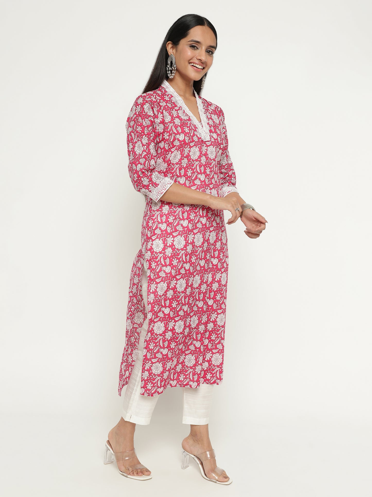 Floral Printed Cotton Kurta Set