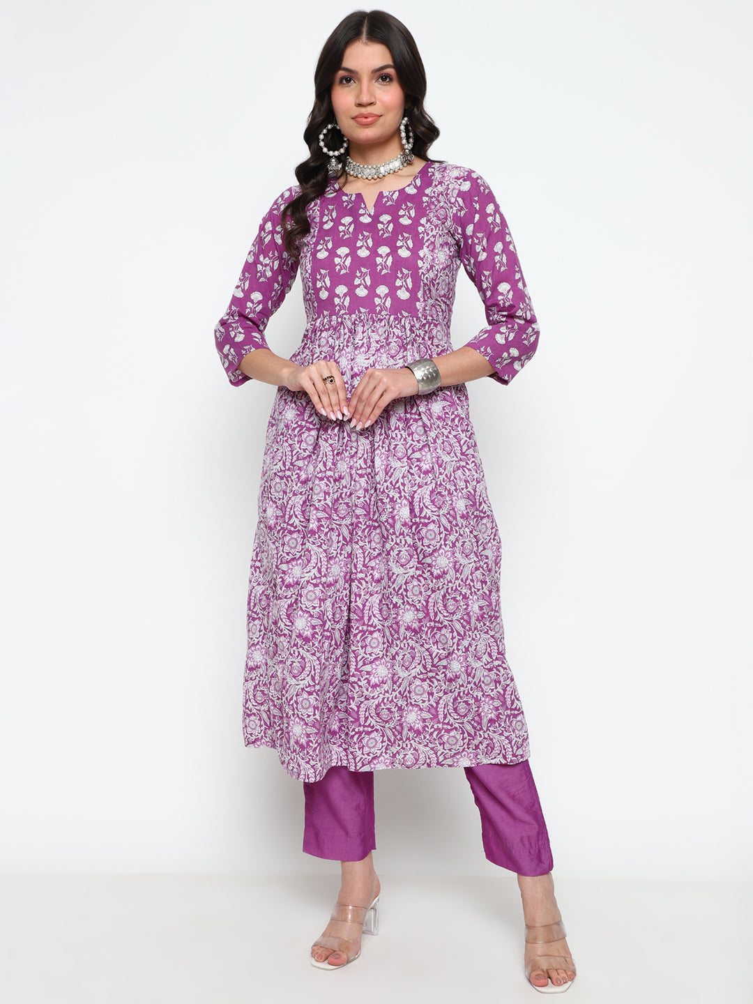 Cotton Floral Printed Kurta  Set