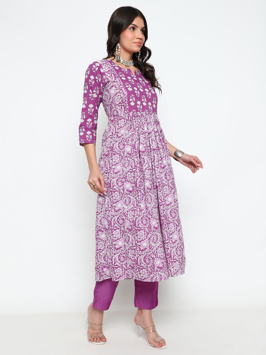 Cotton Floral Printed Kurta  Set