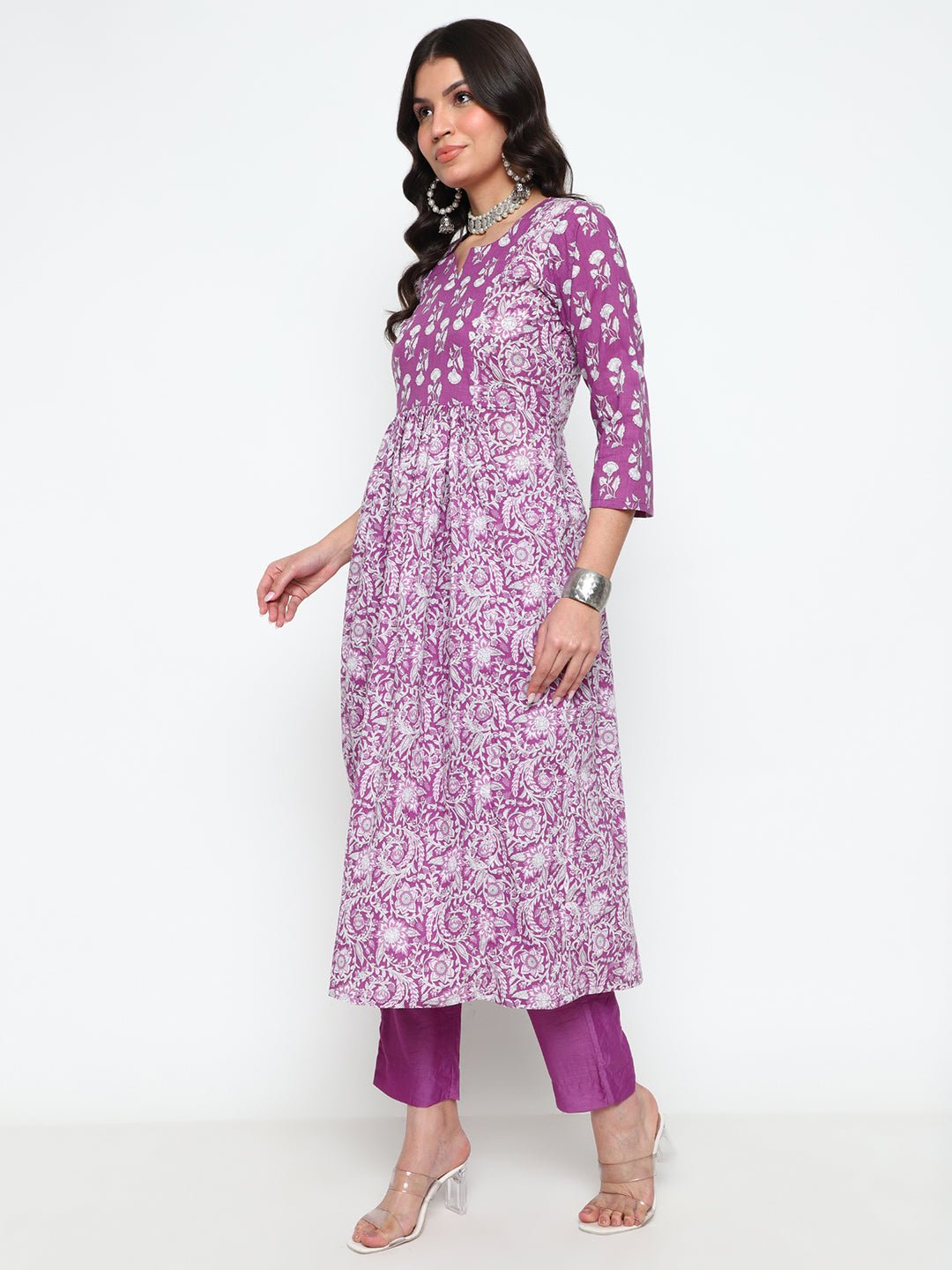 Cotton Floral Printed Kurta  Set