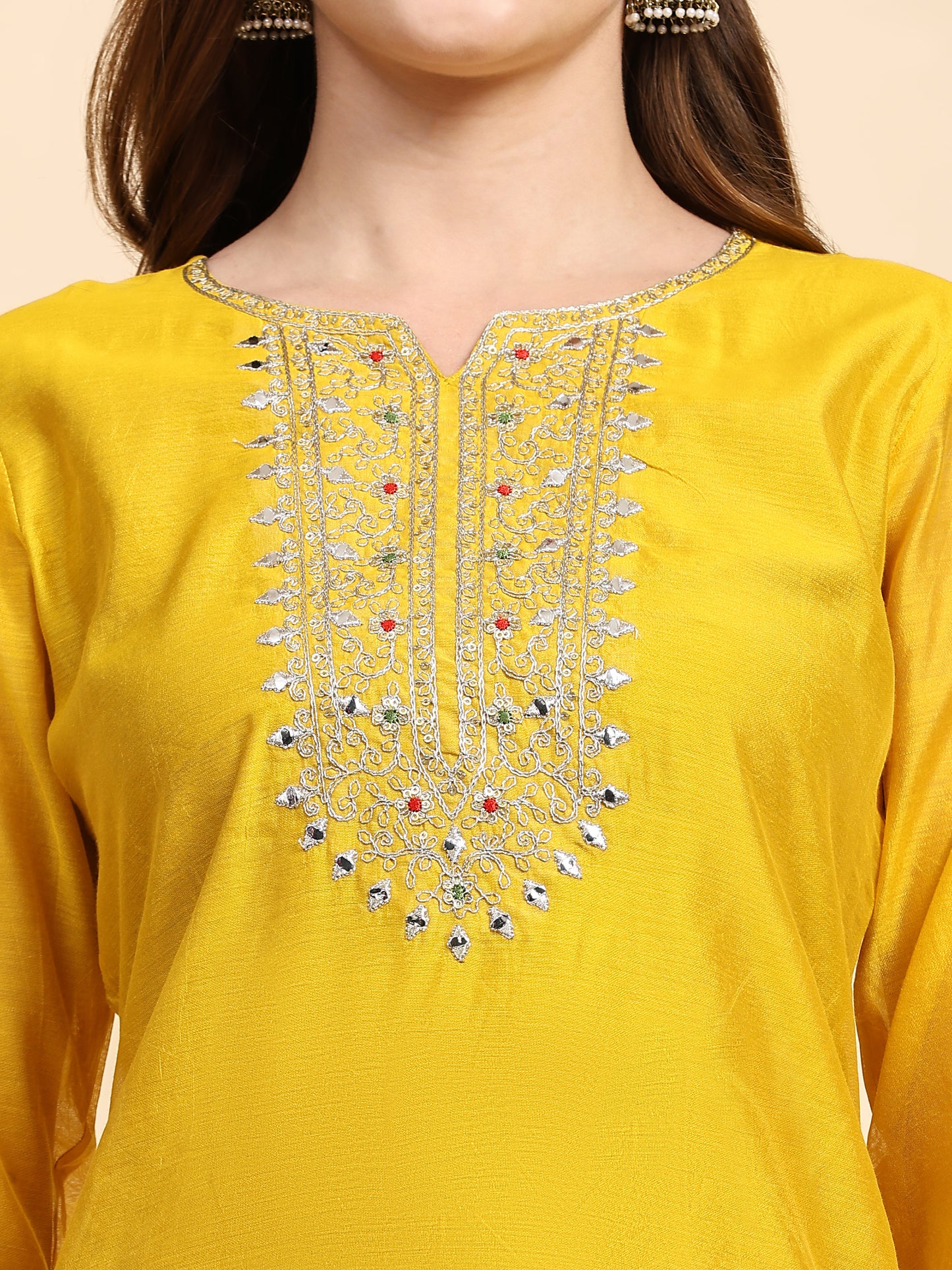 Yellow Chanderi Kurta Set with Printed Dupatta