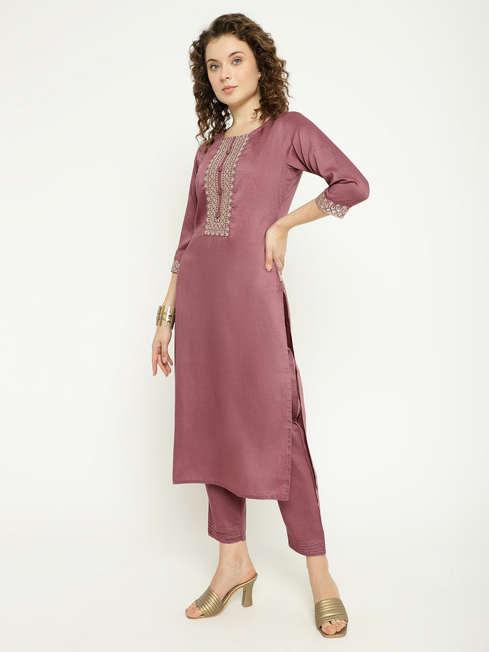Chinnon Kurta Pant Set with Woven Dupatta