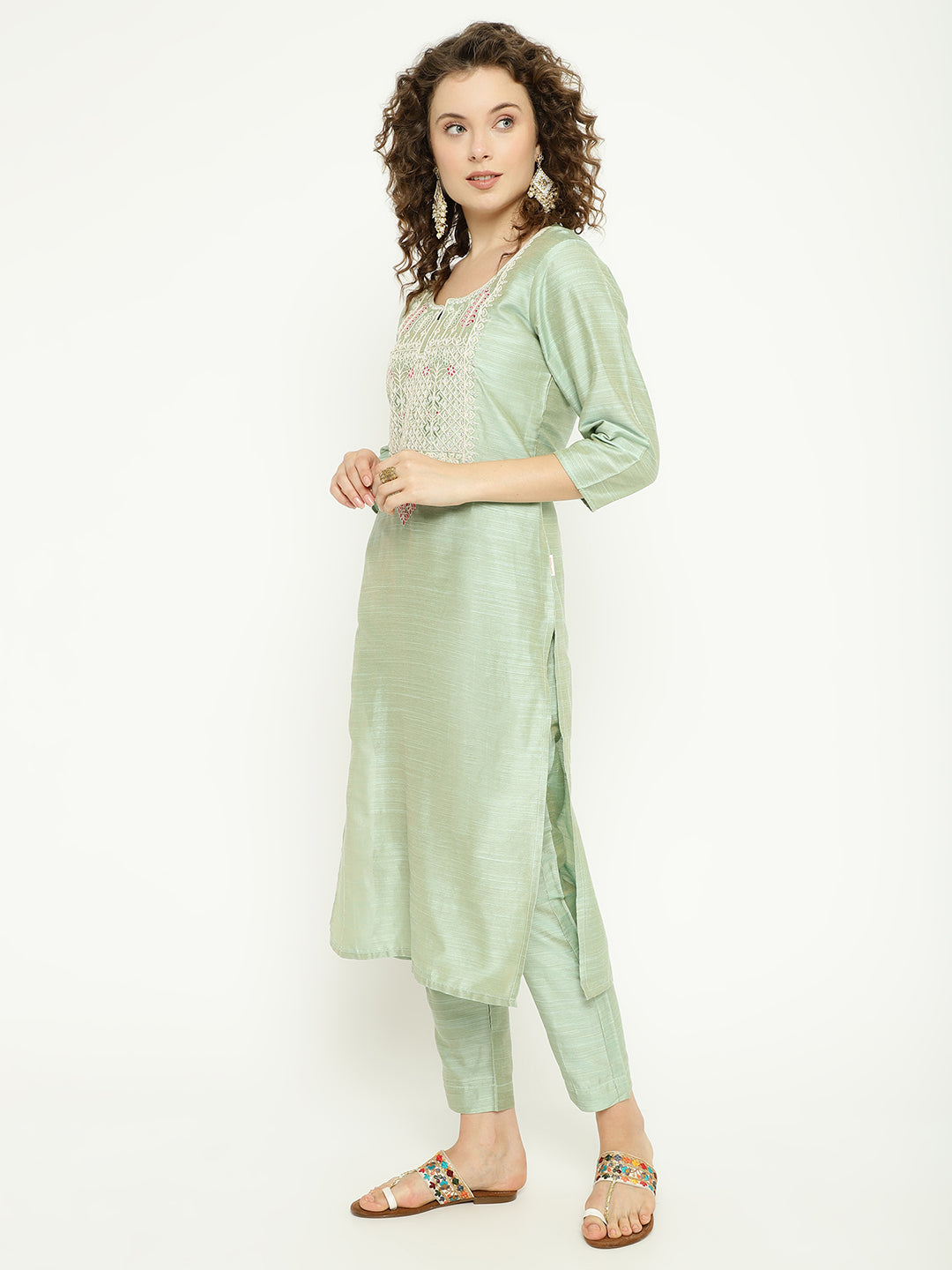 Embroidered Magic Cotton Kurta Pant Set with Dupatta