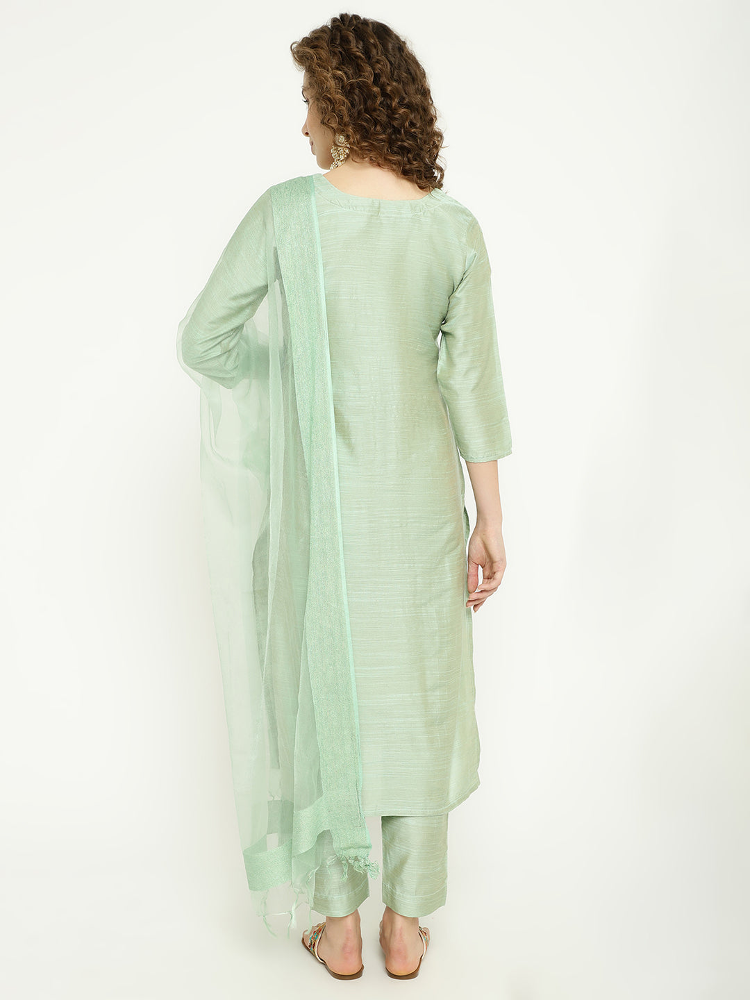 Embroidered Magic Cotton Kurta Pant Set with Dupatta