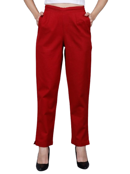 Crimson Red Cotton Pants